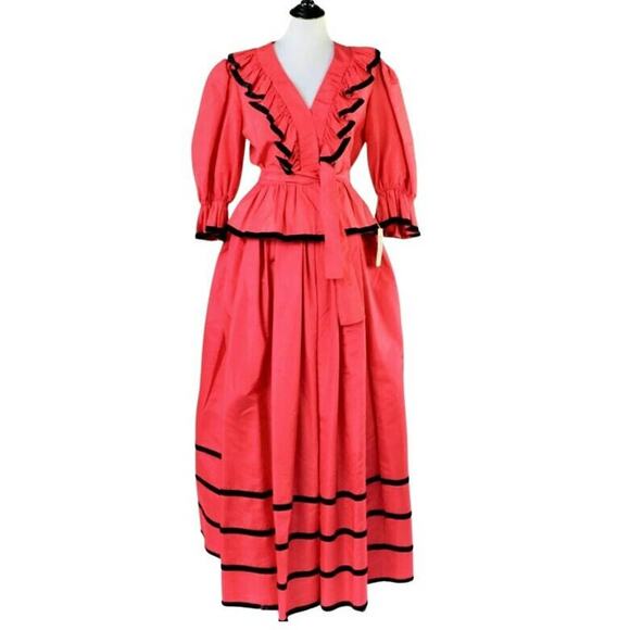 Vintage Albert Capraro Red 2 Piece Skirt and Jacket Set Deadstock Medium - Picture 1 of 9